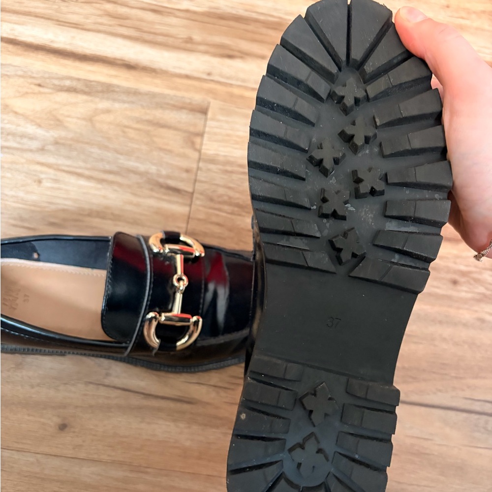 H&M Black Loafers with Silver Buckle - Picture 3 of 3